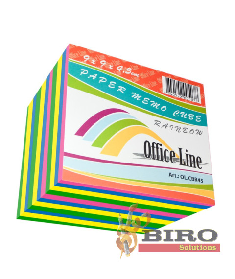 Cub din hârtie pentru notițe OfficeLine, RAINBOW, 90x90x45 mm